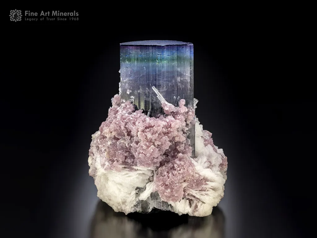 Tourmaline with Lepidolite and Albite from Paprok Afghanistan image