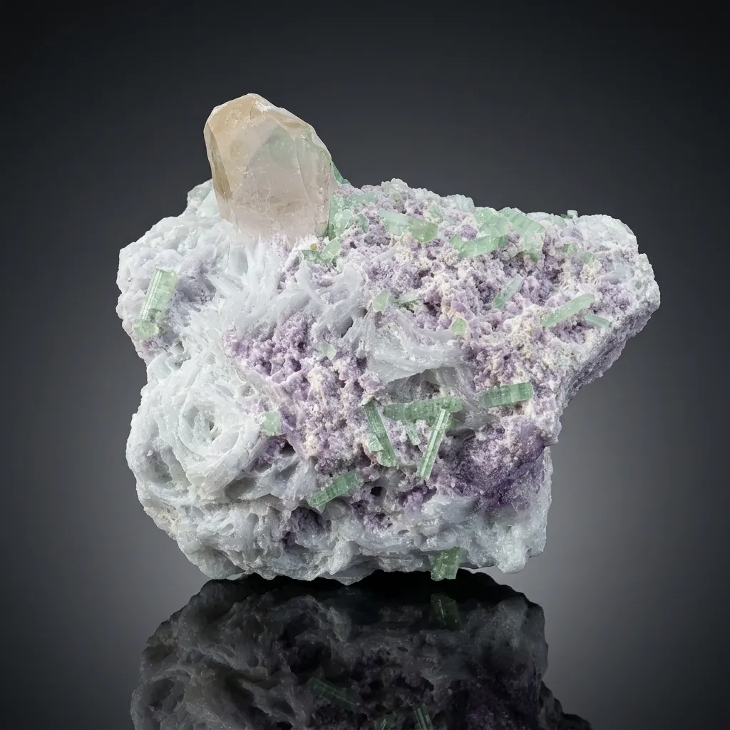 Tourmaline with Quartz and Lepidolite from Afghanistan image