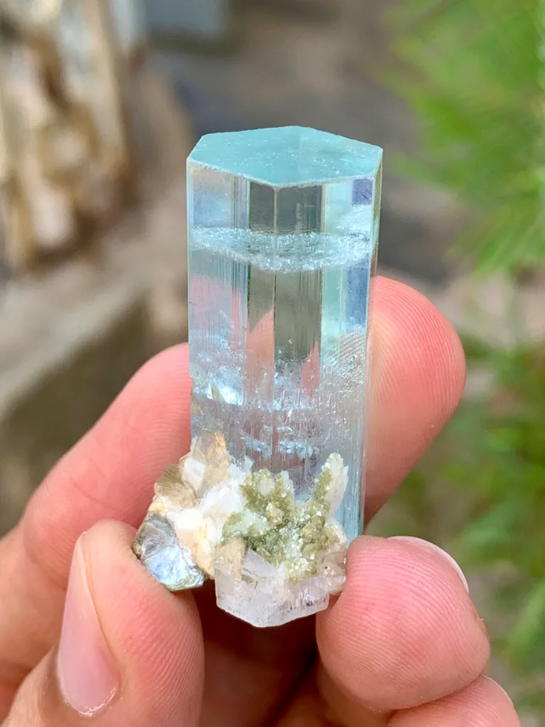 Transparent Blue Aquamarine Crystal Gemmy Blue Beryl with Phantom Clouds from Afghanistan - image 4