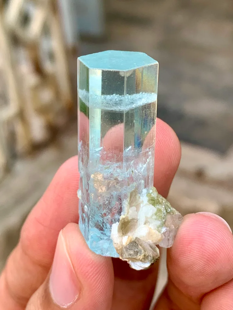 Transparent Blue Aquamarine Crystal Gemmy Blue Beryl with Phantom Clouds from Afghanistan - image 6