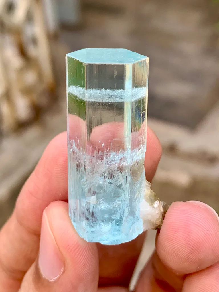 Transparent Blue Aquamarine Crystal Gemmy Blue Beryl with Phantom Clouds from Afghanistan - image 7