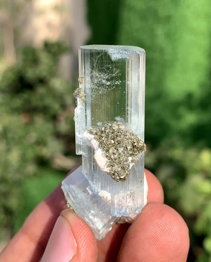 Transparent Blue Aquamarine Crystals with Mica and Albite combined - image 6