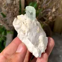 Transparent Blue Aquamarine with Schorl Inclusions on Cleavelandite from Pakistan - image 8