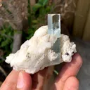 Transparent Blue Aquamarine with Schorl Inclusions on Cleavelandite from Pakistan - image 4