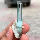 Transparent Elongated Blue Aquamarine Crystals with Albite from Pakistan - image 6