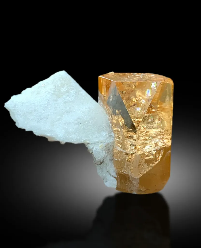 Transparent Rich Golden Color Topaz with Feldspar from Skardu Pakistan - 67 gram image