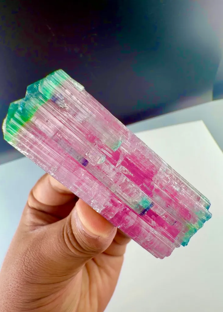 Tri color candy Tourmaline from Afghanistan image