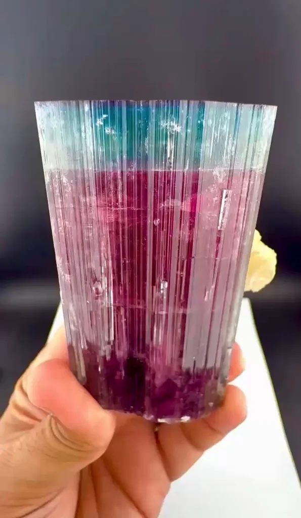 Tri color Rubyllite Tourmaline from Afghanistan image