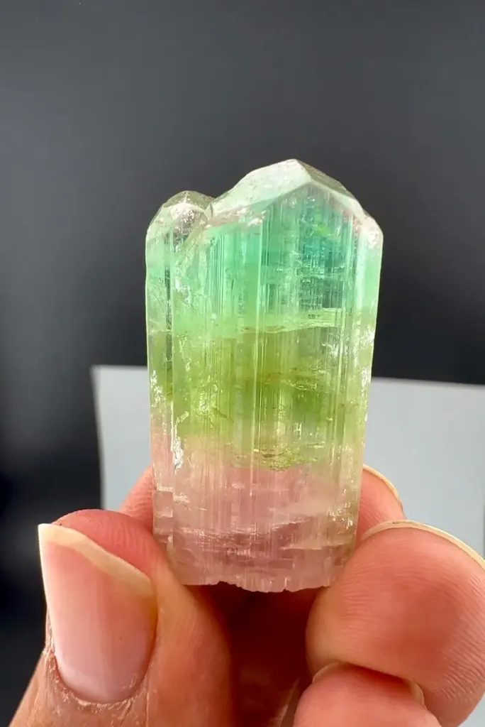 Tri Color Tourmaline Crystal from Afghanistan image