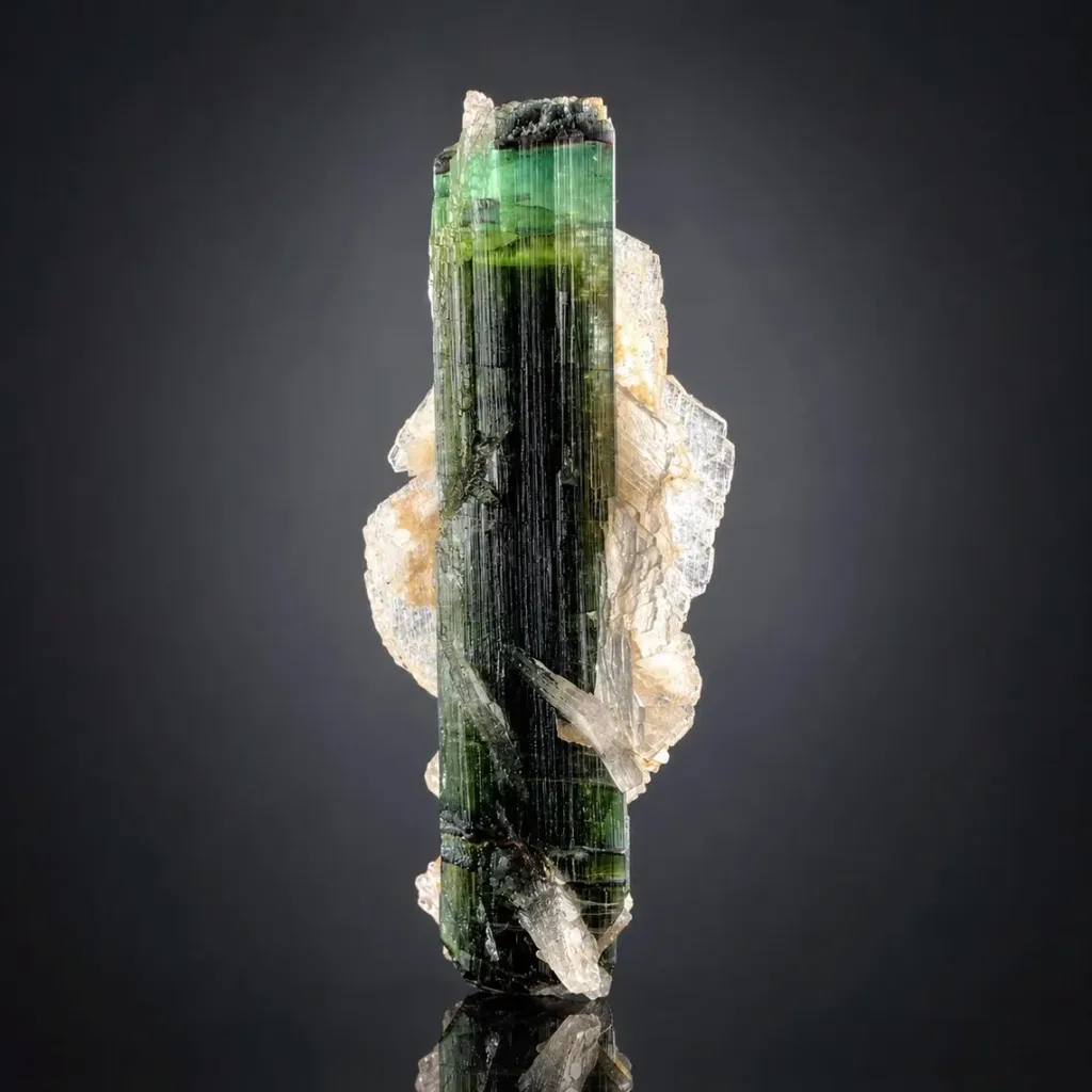 Tricolor Tourmaline on Cleavelandite Albite from Pakistan image