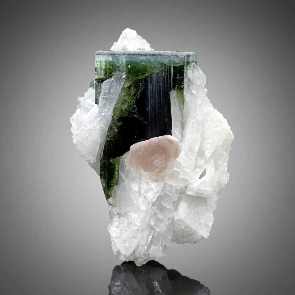 Tricolor Tourmaline with Albite from Afghanistan image