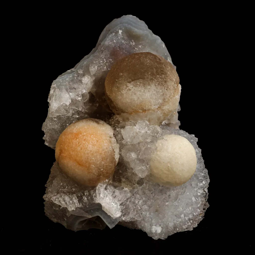 Tripal Fluorite Botryoidal on MM Quartz Natural Mineral Specimen image