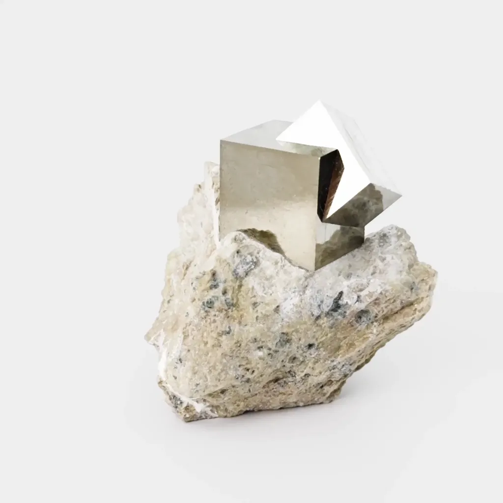 Triple Cube Pyrite on matrix image