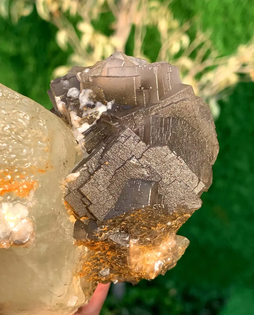 Twer Shape Dog Tooth Calcite with Fluorite Combined Specimen - image 8