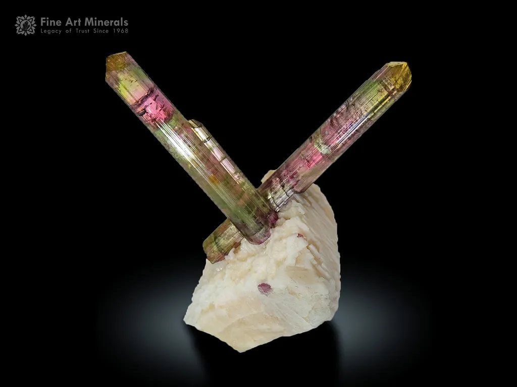 Twin Tourmaline on Feldspar from Brazil image