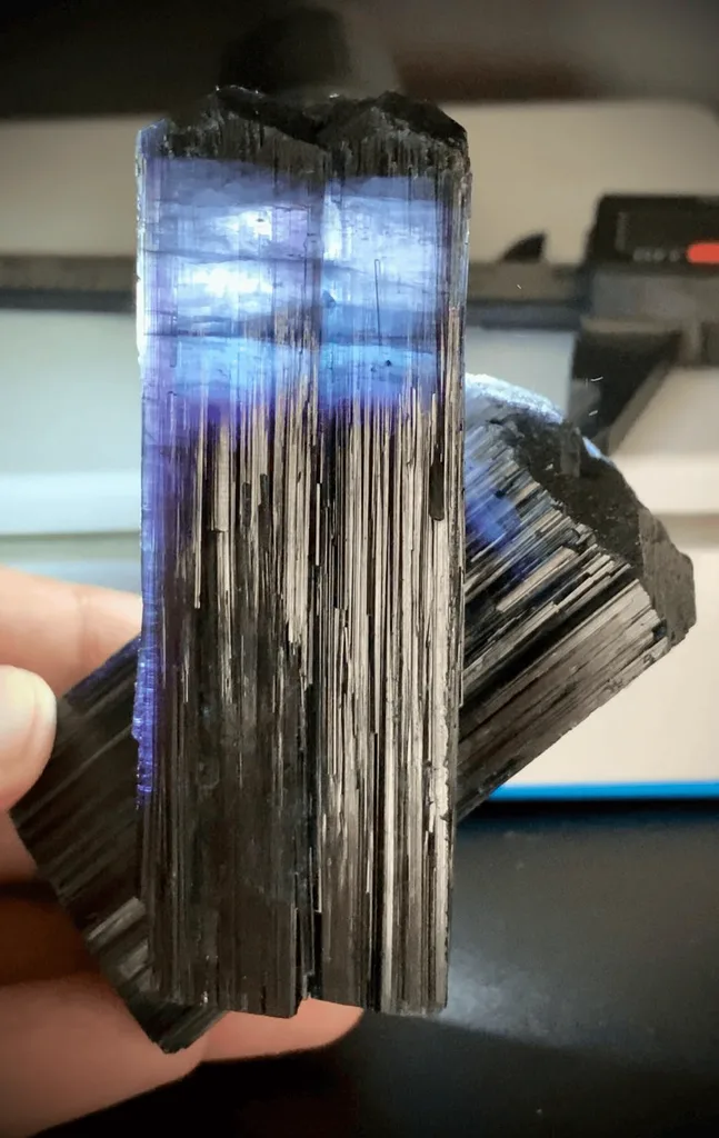 Twinned Blue Purple violet Backlit Tourmaline Crystal, Rare Collector Mineral Specimen Afghanistan - image 7