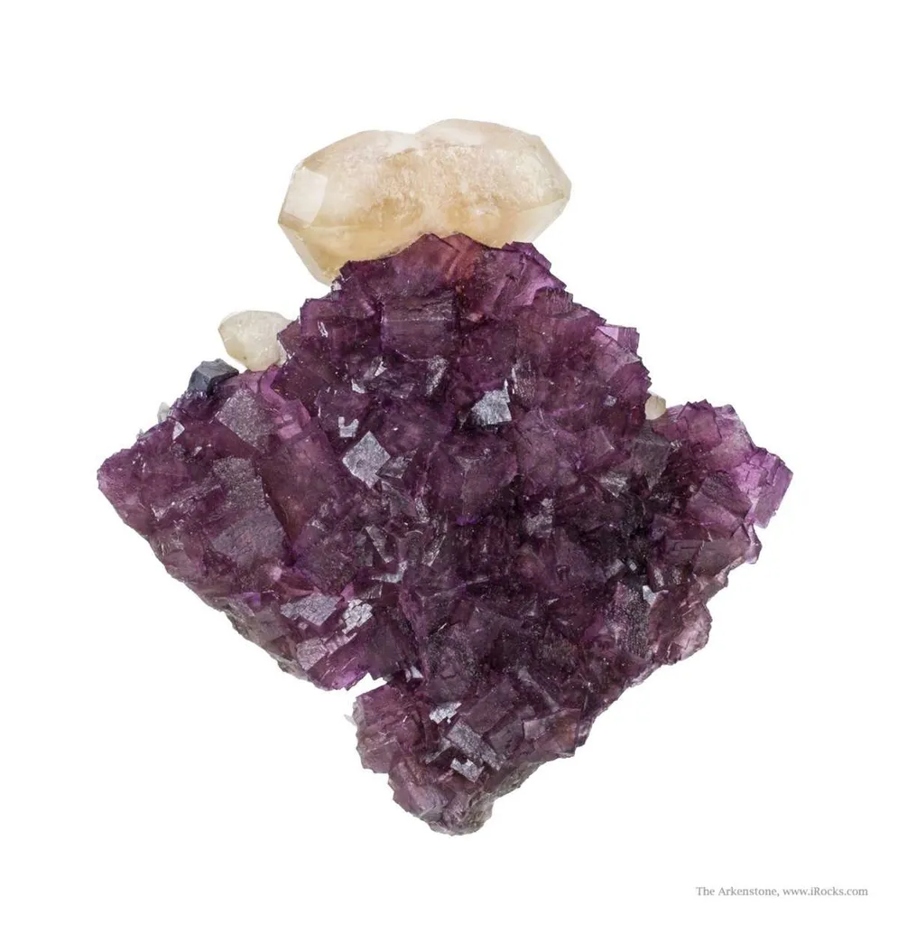 Twinned Calcite on Fluorite image