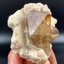 Twinned Golden Topaz Crystals with Pink Lepidolite - image 2