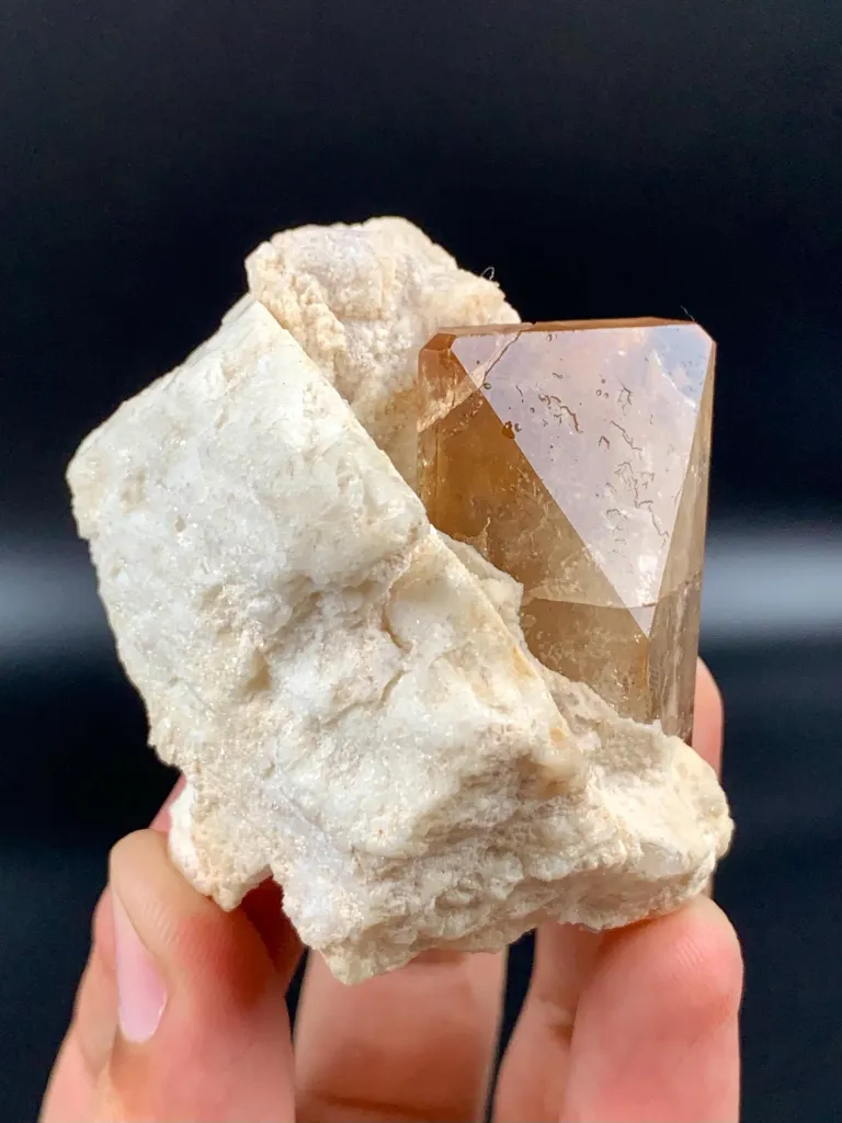 Twinned Golden Topaz Crystals with Pink Lepidolite - image 3