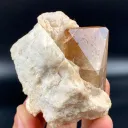 Twinned Golden Topaz Crystals with Pink Lepidolite - image 3