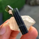 Twinned Green Cap Tourmaline Crystals on Quartz from Pakistan - image 8