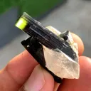 Twinned Green Cap Tourmaline Crystals on Quartz from Pakistan - image 4