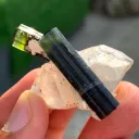 Twinned Green Cap Tourmaline Crystals on Quartz from Pakistan - image 2