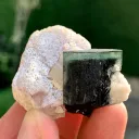 Twinned Green Cap Tourmalines with Apatite and Pink Lepidolite - image 3