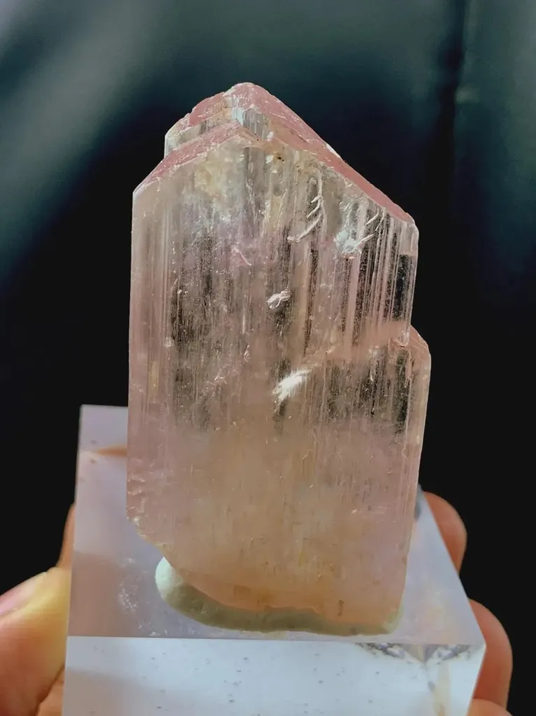 twinned pink kunzite / spodumene crystal mineral specimen @Afghanistan image