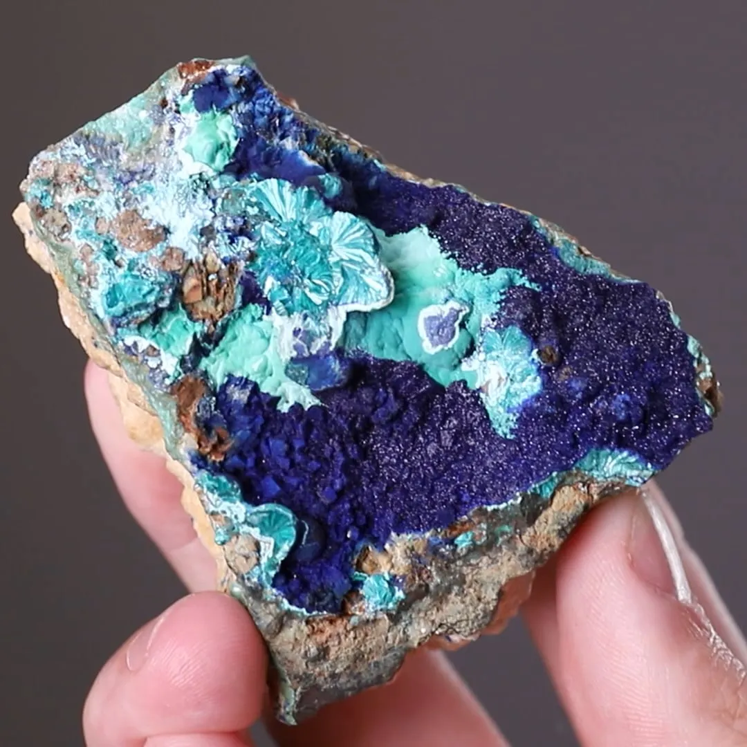 TYROLITE and Azurite on Siderite - image 2