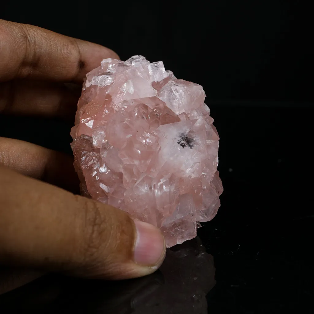 Ultra-Rare Pink Apophyllite Cluster with Sharp Terminations – First Find Lustrous Indian Mineral Specimen from Madhya Pradesh - image 4
