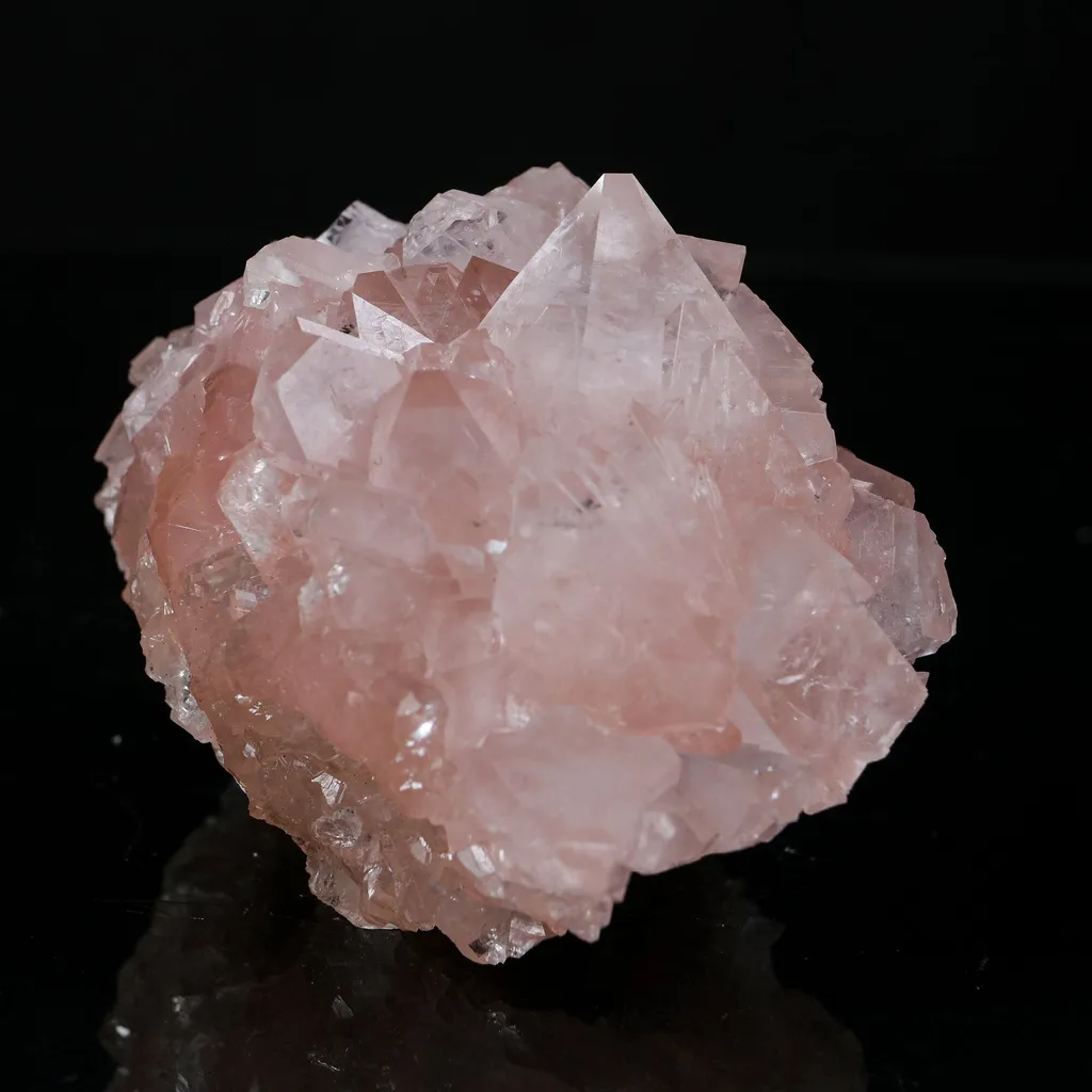 Ultra-Rare Pink Apophyllite Cluster with Sharp Terminations – First Find Lustrous Indian Mineral Specimen from Madhya Pradesh - image 1