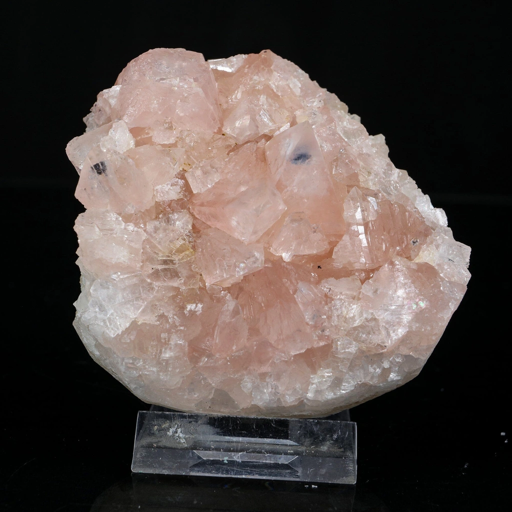 Ultra-Rare Pink Apophyllite Cluster with Sharp Terminations – First Find Lustrous Indian Mineral Specimen from Madhya Pradesh image