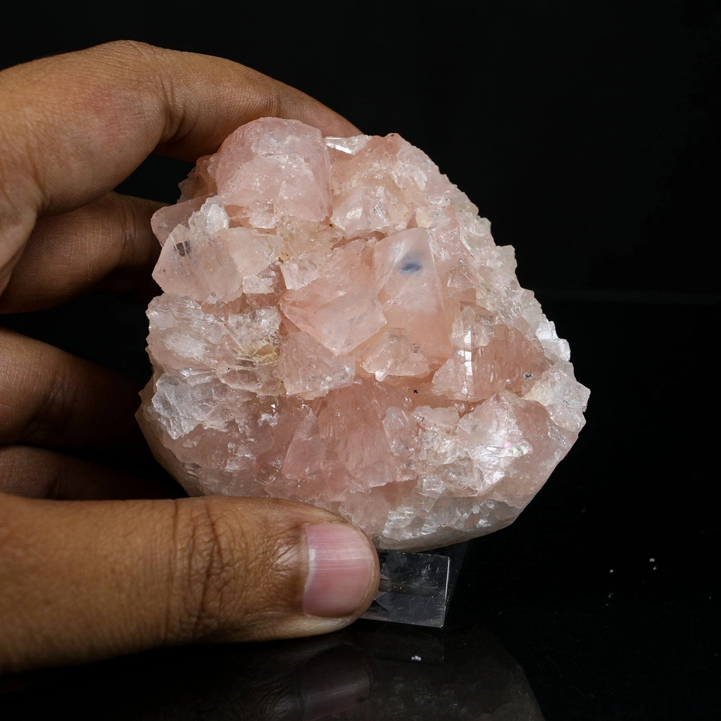 Ultra-Rare Pink Apophyllite Cluster with Sharp Terminations – First Find Lustrous Indian Mineral Specimen from Madhya Pradesh - image 4