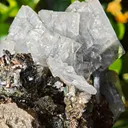 Unique blue barite crystals with pyrite - Morocco. Crystalline elegance and light blue color in it barites in a shiny pyrite - image 8