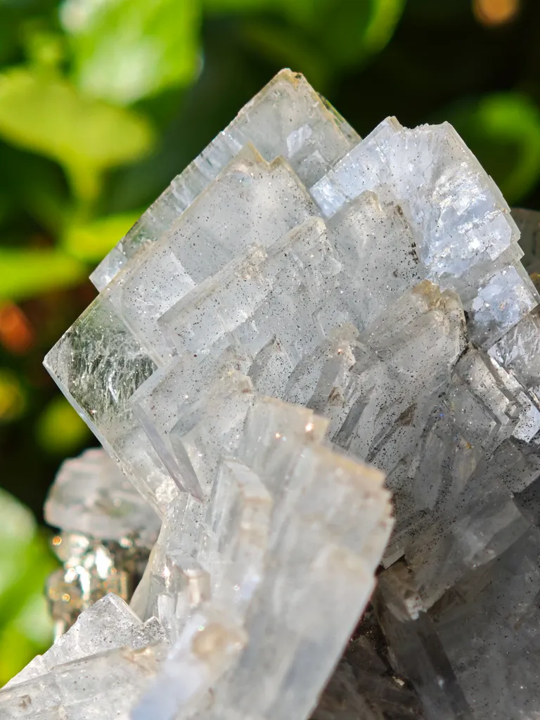Unique blue barite crystals with pyrite - Morocco. Crystalline elegance and light blue color in it barites in a shiny pyrite - image 6
