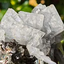 Unique blue barite crystals with pyrite - Morocco. Crystalline elegance and light blue color in it barites in a shiny pyrite - image 4