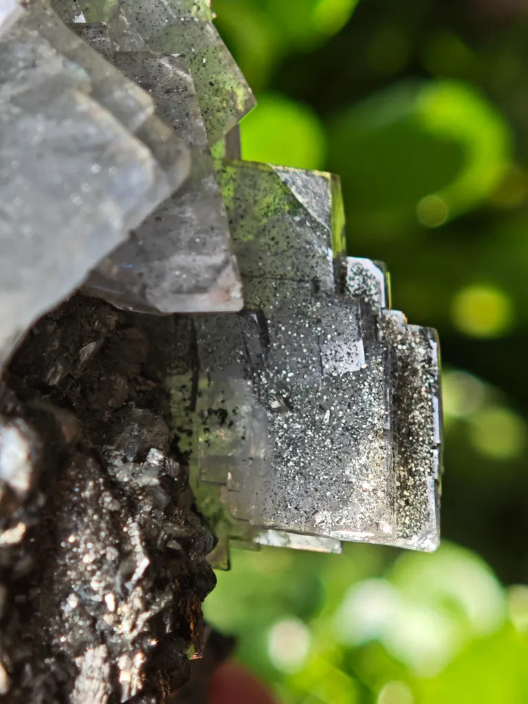 Unique blue barite crystals with pyrite - Morocco. Crystalline elegance and light blue color in it barites in a shiny pyrite - image 7