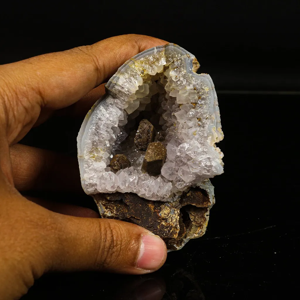 Unique Formation of Calcite inside Amethyst geode Natural Mineral specimen - image 4