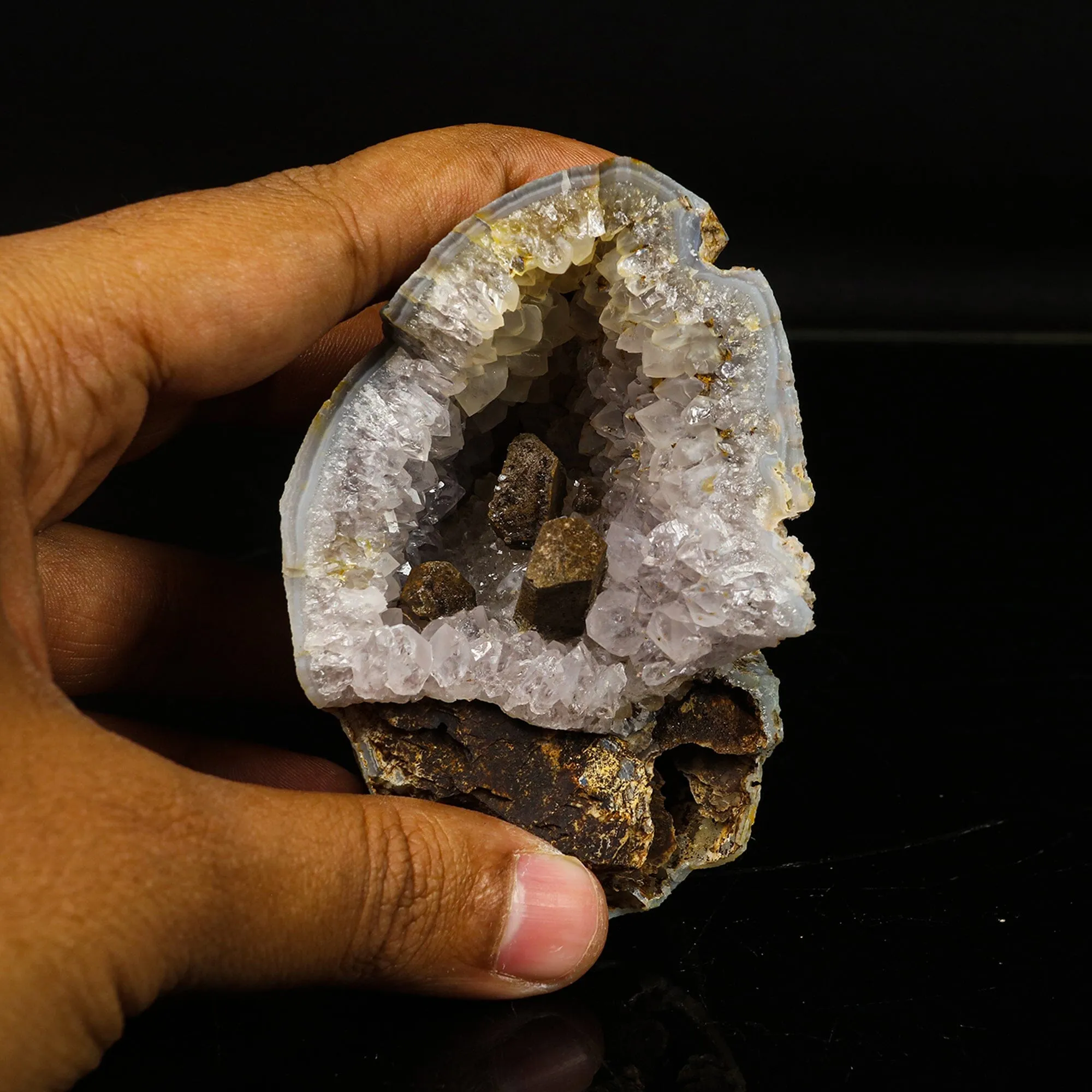 Unique Formation of Calcite inside Amethyst geode Natural Mineral specimen - image 4