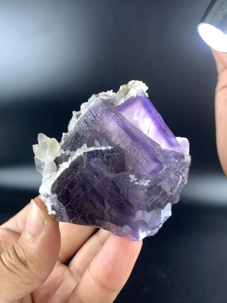 Unique Purple Cubic Phantom Fluorite with calcite from Pakistan - image 6