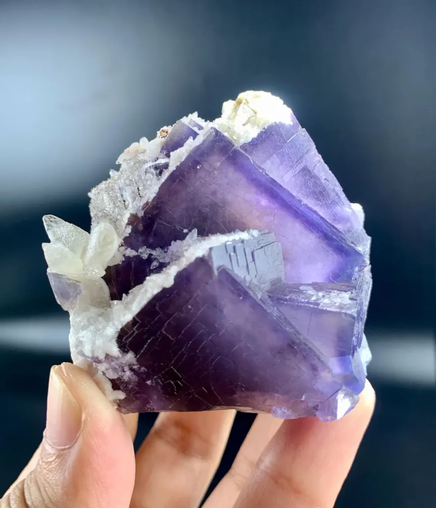 Unique Purple Cubic Phantom Fluorite with calcite from Pakistan - image 4