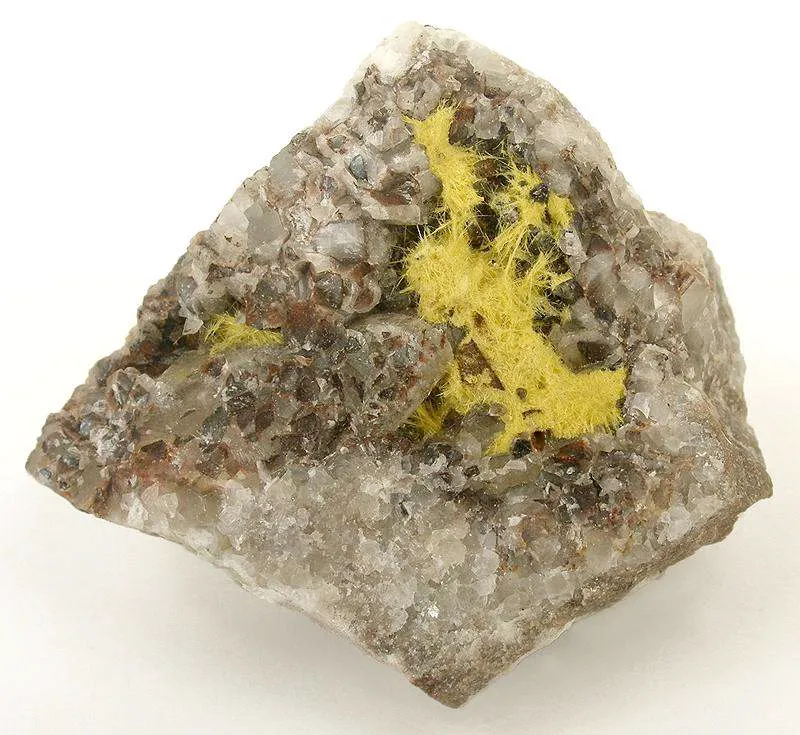 Uranophane on Calcite image