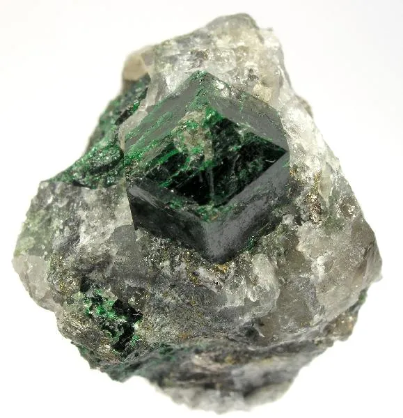 Uvarovite on Quartz - image 3