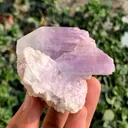 V SHape Bicolor Twinned Kunzite Crystals on Albite Minerals Specimen from Afghanistan - image 7