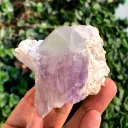 V SHape Bicolor Twinned Kunzite Crystals on Albite Minerals Specimen from Afghanistan - image 3