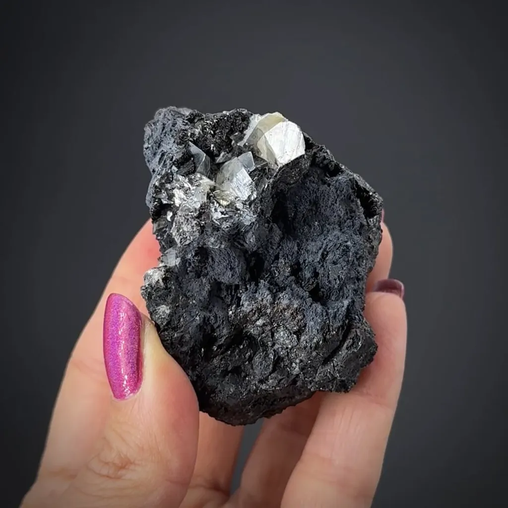 Valentinite with Galena, Stibnite and Native Antimony - image 2