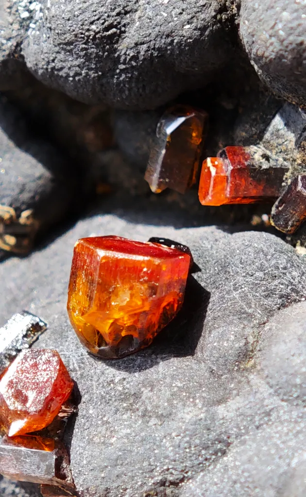 Vanadinite on Goethite from Taouz, Morocco image