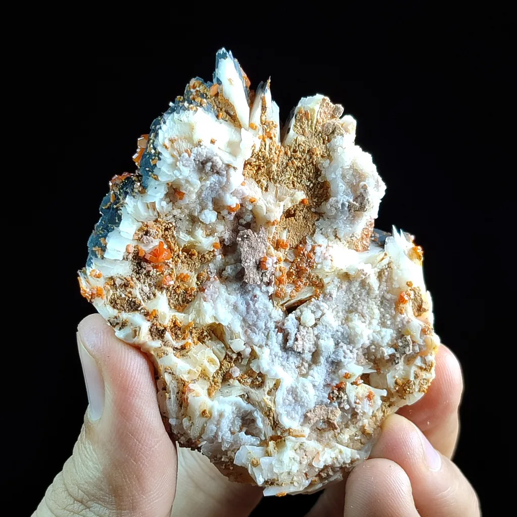 Vanadinite with barite & goethite from Maroc, Région Drâa-Tafilalet, Province de Midelt, District minier de Mibladen, Mibladen - image 5