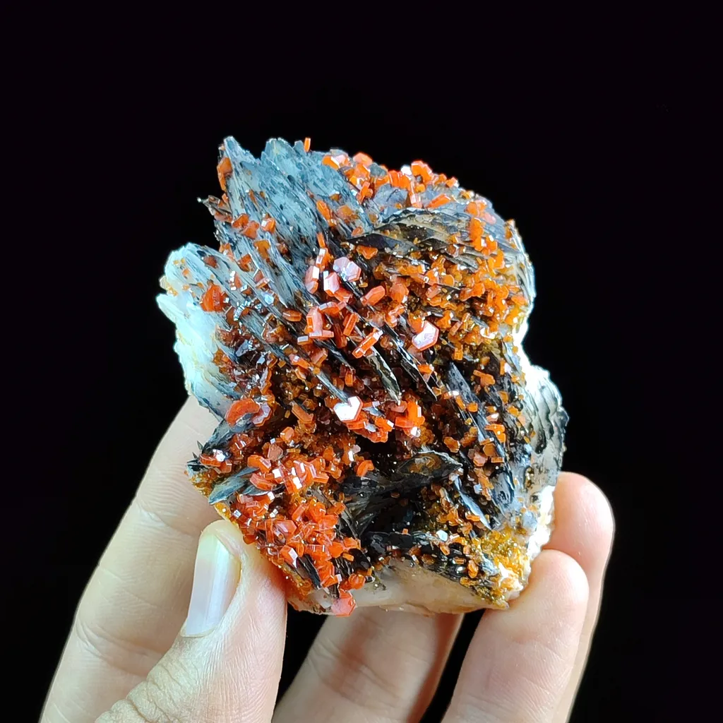 Vanadinite with barite & goethite from Maroc, Région Drâa-Tafilalet, Province de Midelt, District minier de Mibladen, Mibladen image